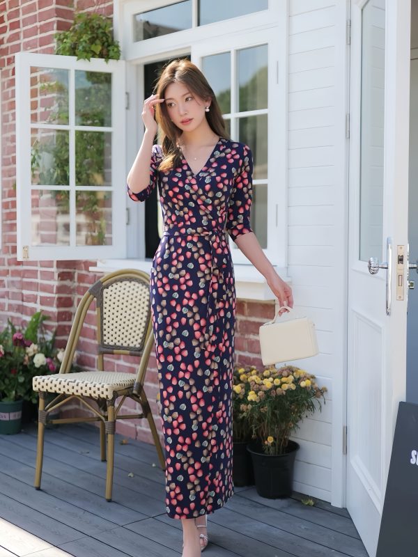 A23004 – Whisper Peach Long Wrap Dress